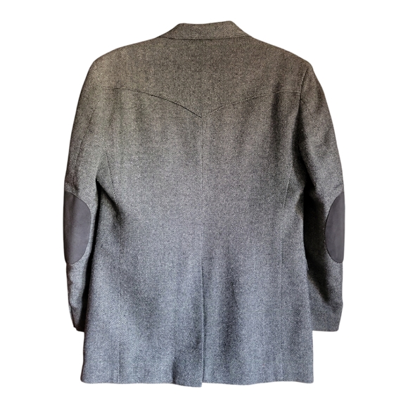 Reed St James sport coat western cut gray herringbone wool lined 40L vtg - Picture 2 of 12